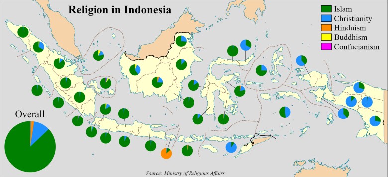 Mapa religii w Indonezji, 2022