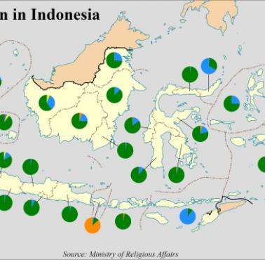 Mapa religii w Indonezji, 2022