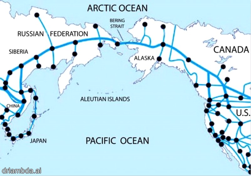 Proponowany projekt połączenia Chin, Korei, Japonii, Rosji, Kanady i USA autostradami i mostami