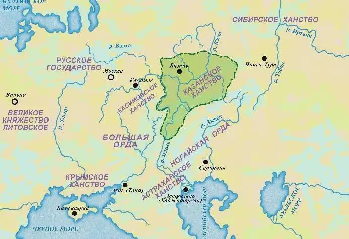 Chanat Kazański 1438-1552 podbity i zlikwidowany przez Moskwę w 1552 roku