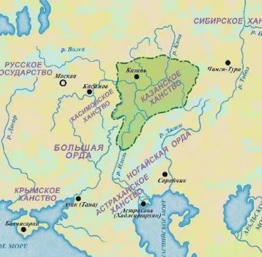 Chanat Kazański 1438-1552 podbity i zlikwidowany przez Moskwę w 1552 roku