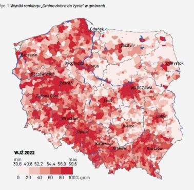 Wskaźnik jakości życia w polskich gminach, 2022