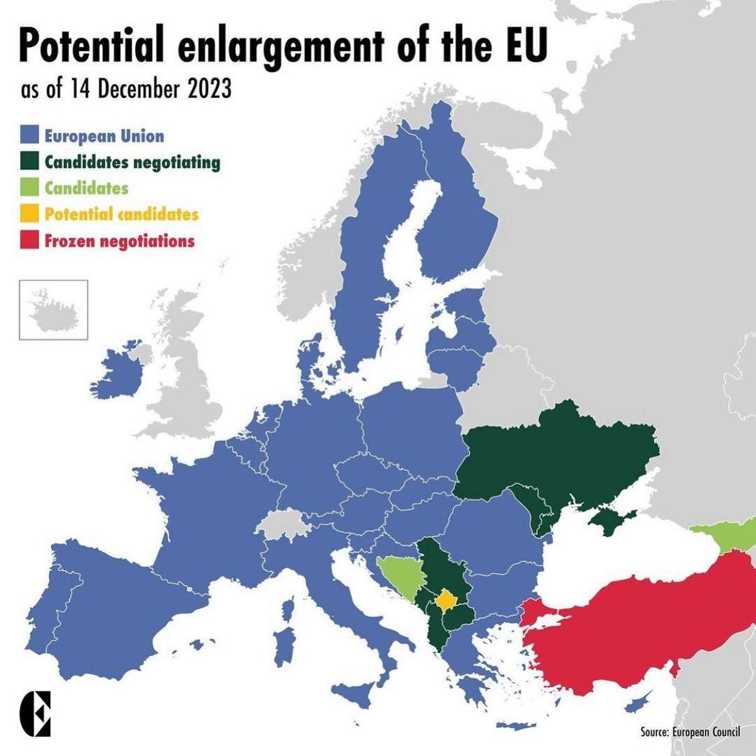 Państwa kandydujące do amerykańsko-niemieckiej Unii Europejskiej, status prawny, grudzień 2013