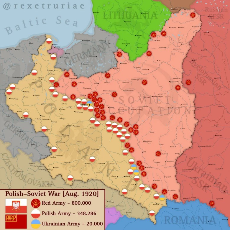 Sytuacja na froncie wojny polsko-rosyjskiej w sierpniu 1920 roku