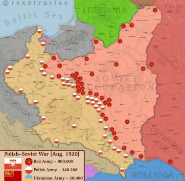 Sytuacja na froncie wojny polsko-rosyjskiej w sierpniu 1920 roku