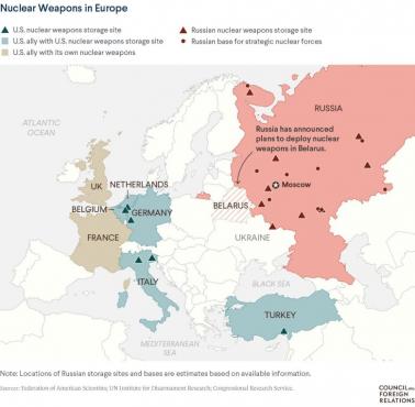 Kraje NATO biorące udział w programie Nuclear Sharing. Rozmieszczenie rosyjskiej broni atomowej, 2024