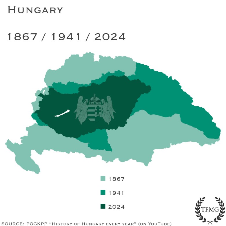 Zmiana granic Węgier od 1867, 1941, 2024
