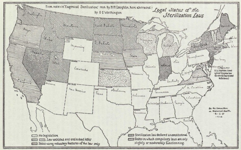 Status prawny sterylizacji antykoncepcyjnej (eugenika) w poszczególnych stanach USA, 1926