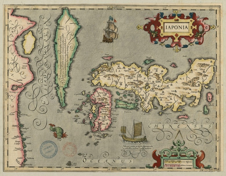 Mapa Japonii z 1633 roku opracowana przez Holendra Abrahama Orteliusa (1527-1598)