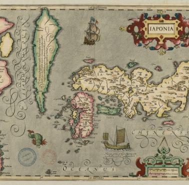 Mapa Japonii z 1633 roku opracowana przez Holendra Abrahama Orteliusa (1527-1598)