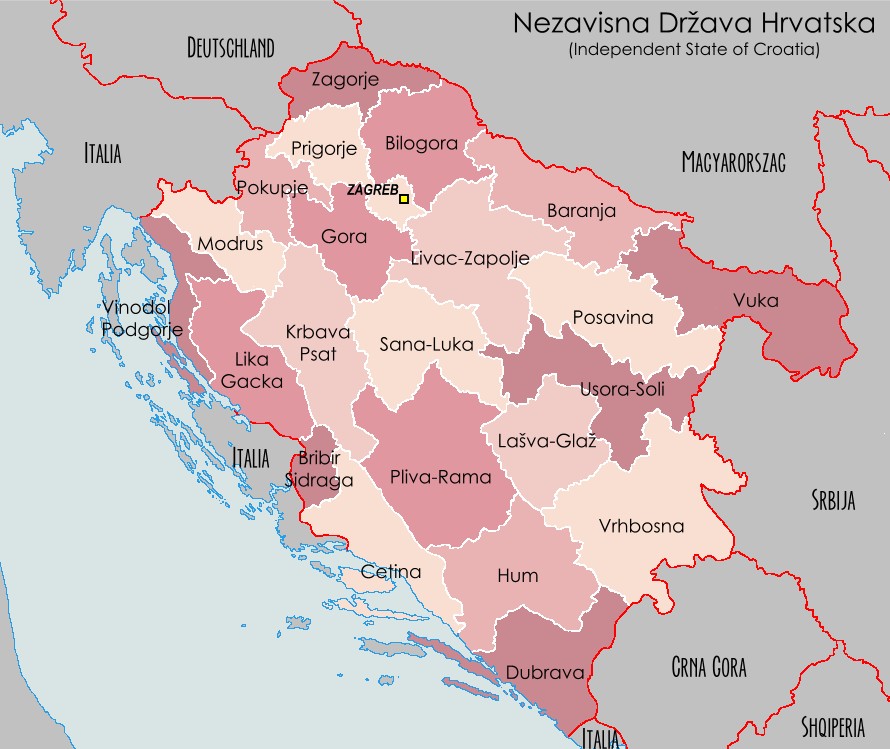 Granice Niepodległego Państwa Chorwackiego (NDH) w latach wojny 1941-45