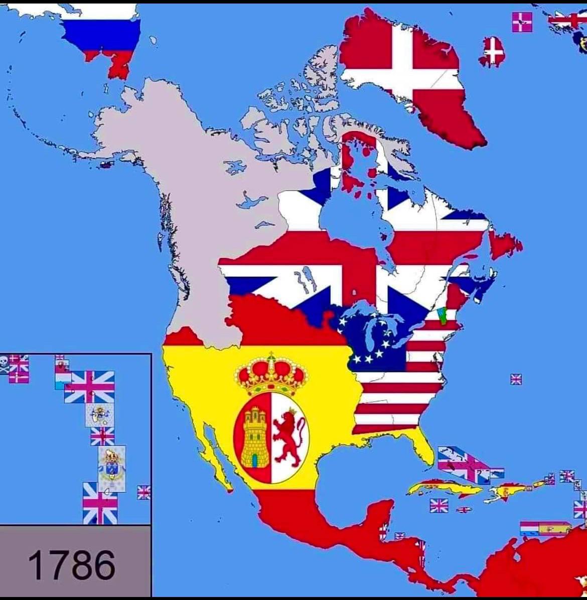 Mapa polityczna Ameryki Północnej w 1786 r.