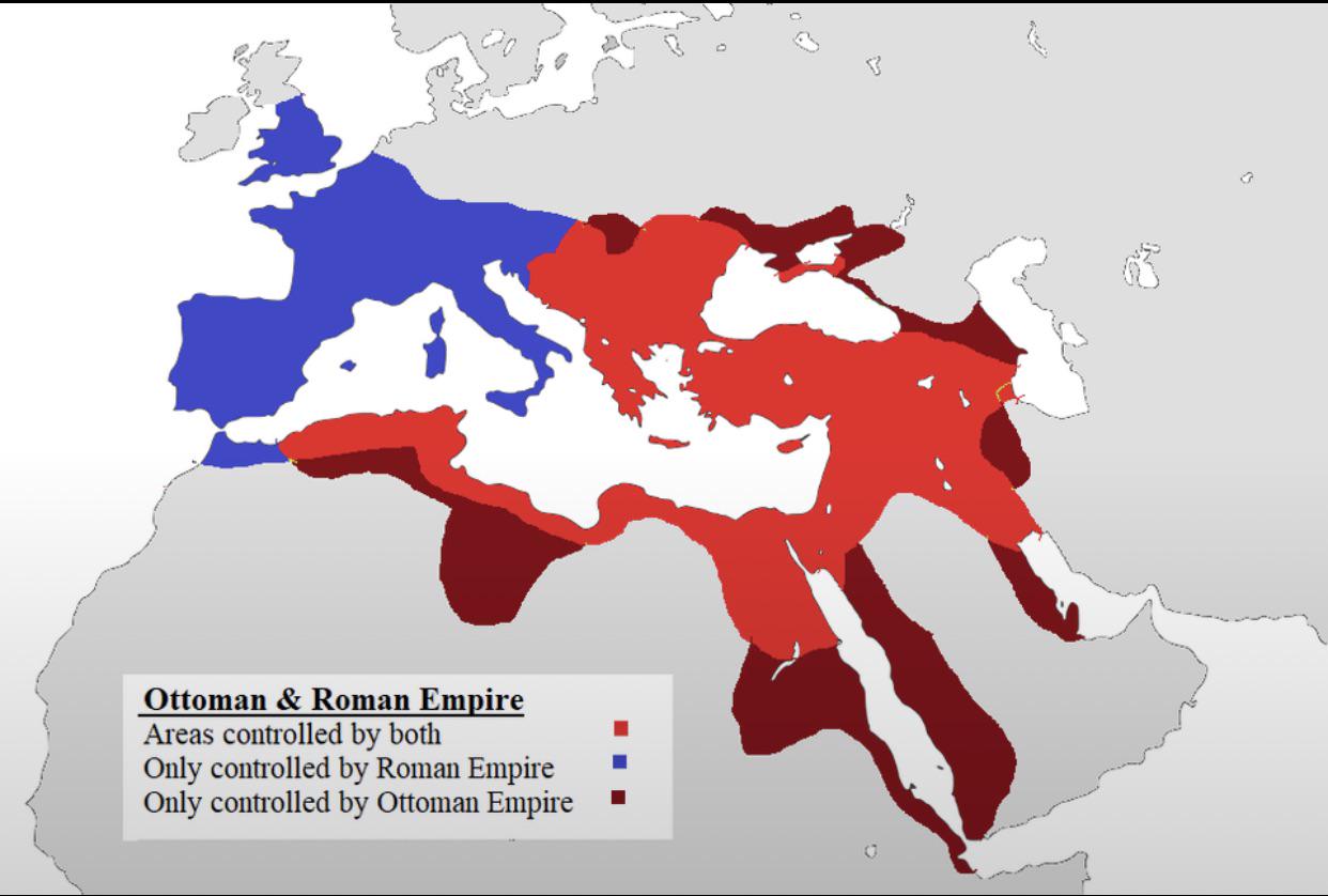 Porównanie wielkości imperium rzymskiego i osmańskiego