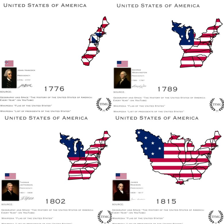 Ekspansja terytorialna USA 1776, 1789, 1802, 1815