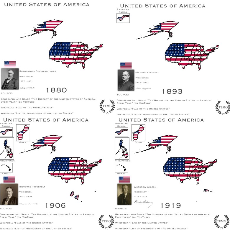 Ekspansja terytorialna USA 1880, 1893, 1906, 1919