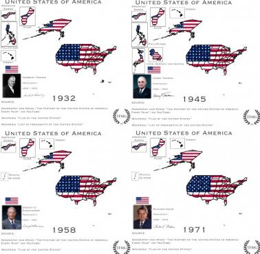 Ekspansja terytorialna USA 1932, 1945, 1958, 1971
