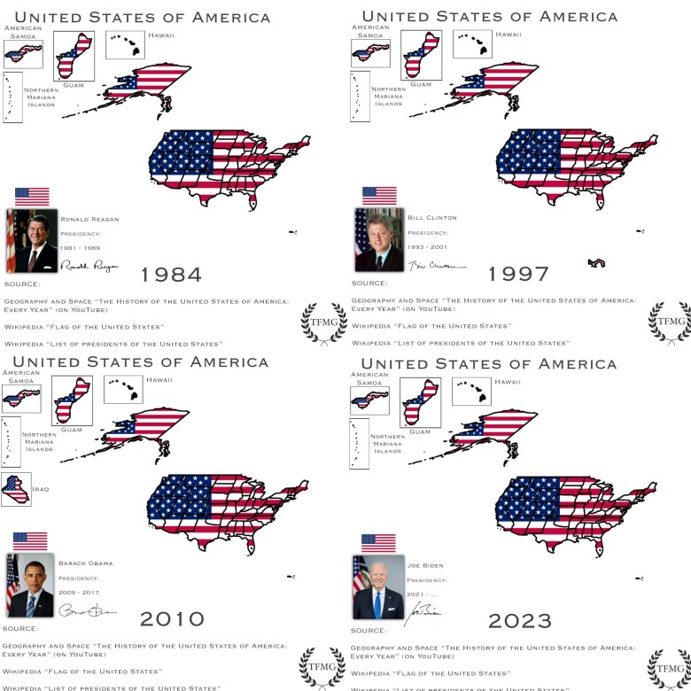 Ekspansja terytorialna USA 1984, 1997, 2010, 2023