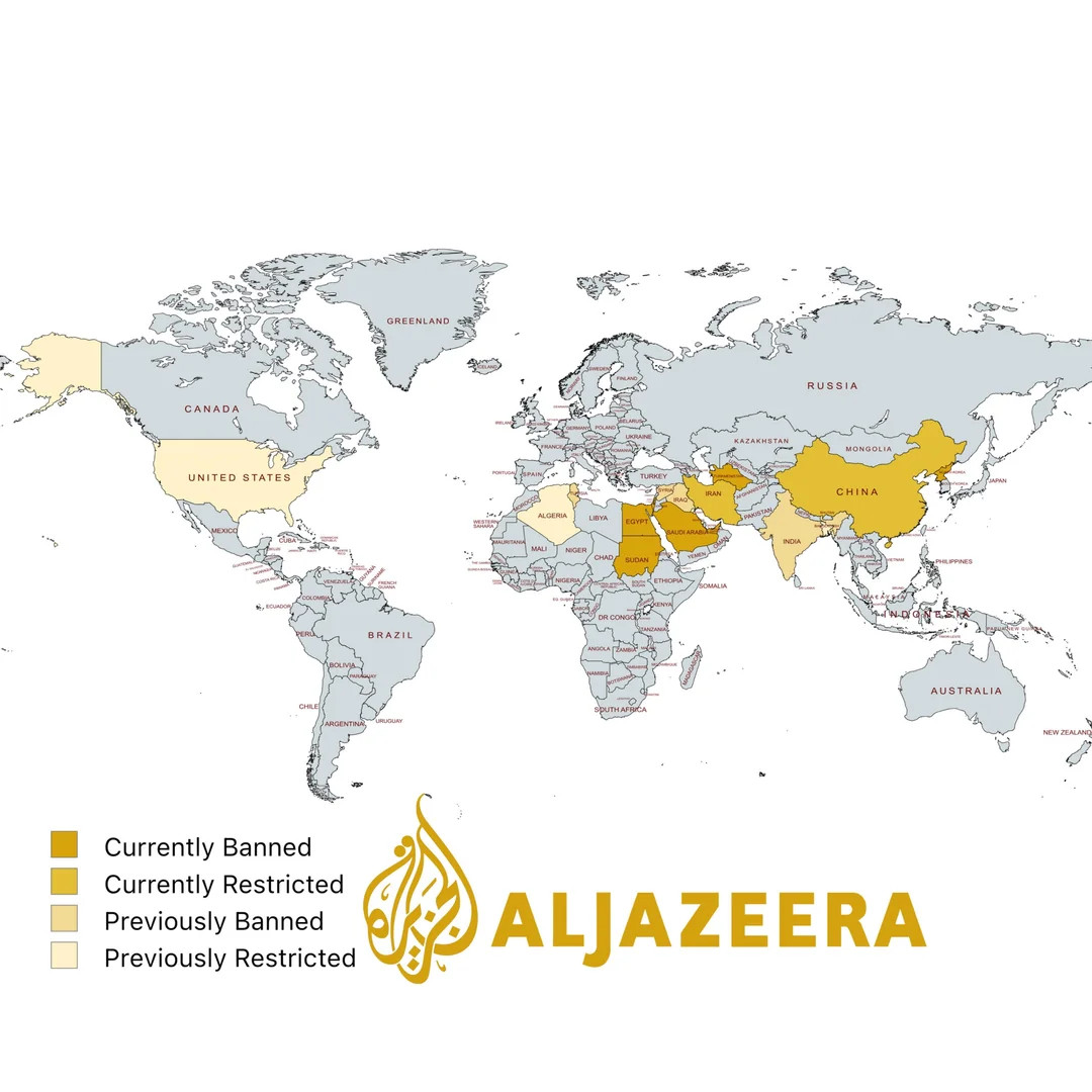 Gdzie na świecie zakazuje się emisji katarskiej stacji propagandowej Al Jazeera?, 2024