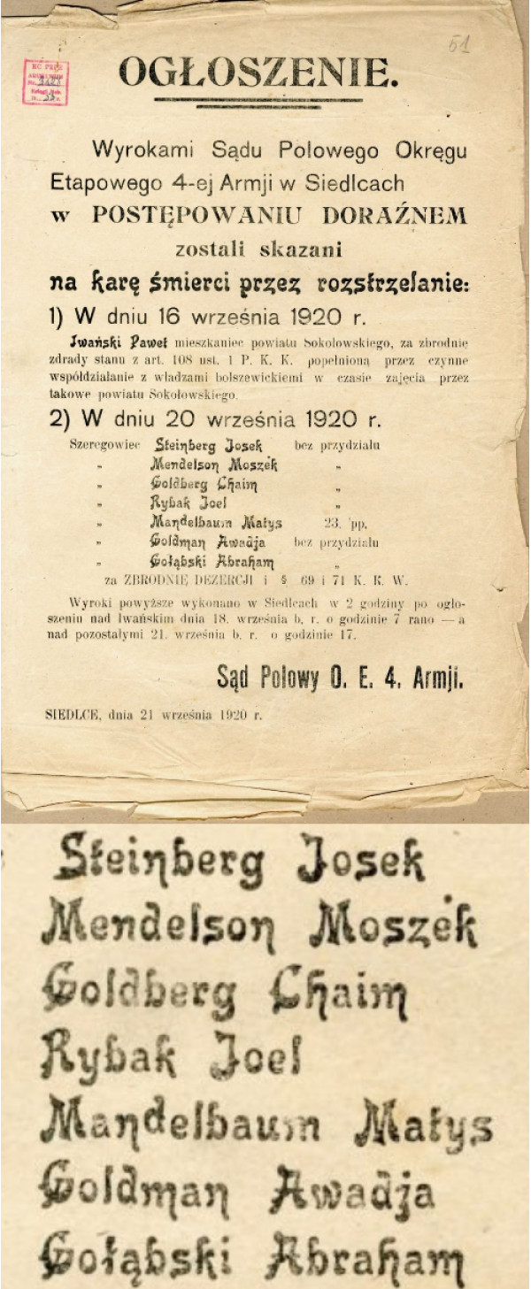 Wyroki Sądu Polowego, 1920