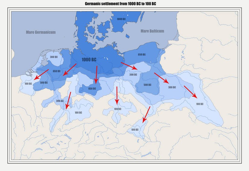 Migracja germańska; 1000 p.n.e. do 100 p.n.e. (autor: Arminius1871)