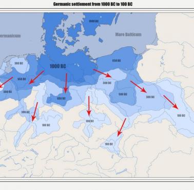 Migracja germańska; 1000 p.n.e. do 100 p.n.e. (autor: Arminius1871)