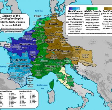 Podział państwa Karola Wielkiego - od Traktatu z Verdun z 843 roku