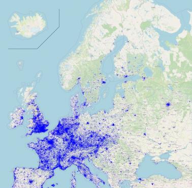 Zagęszczenie kortów tenisowych w Europie, 2024