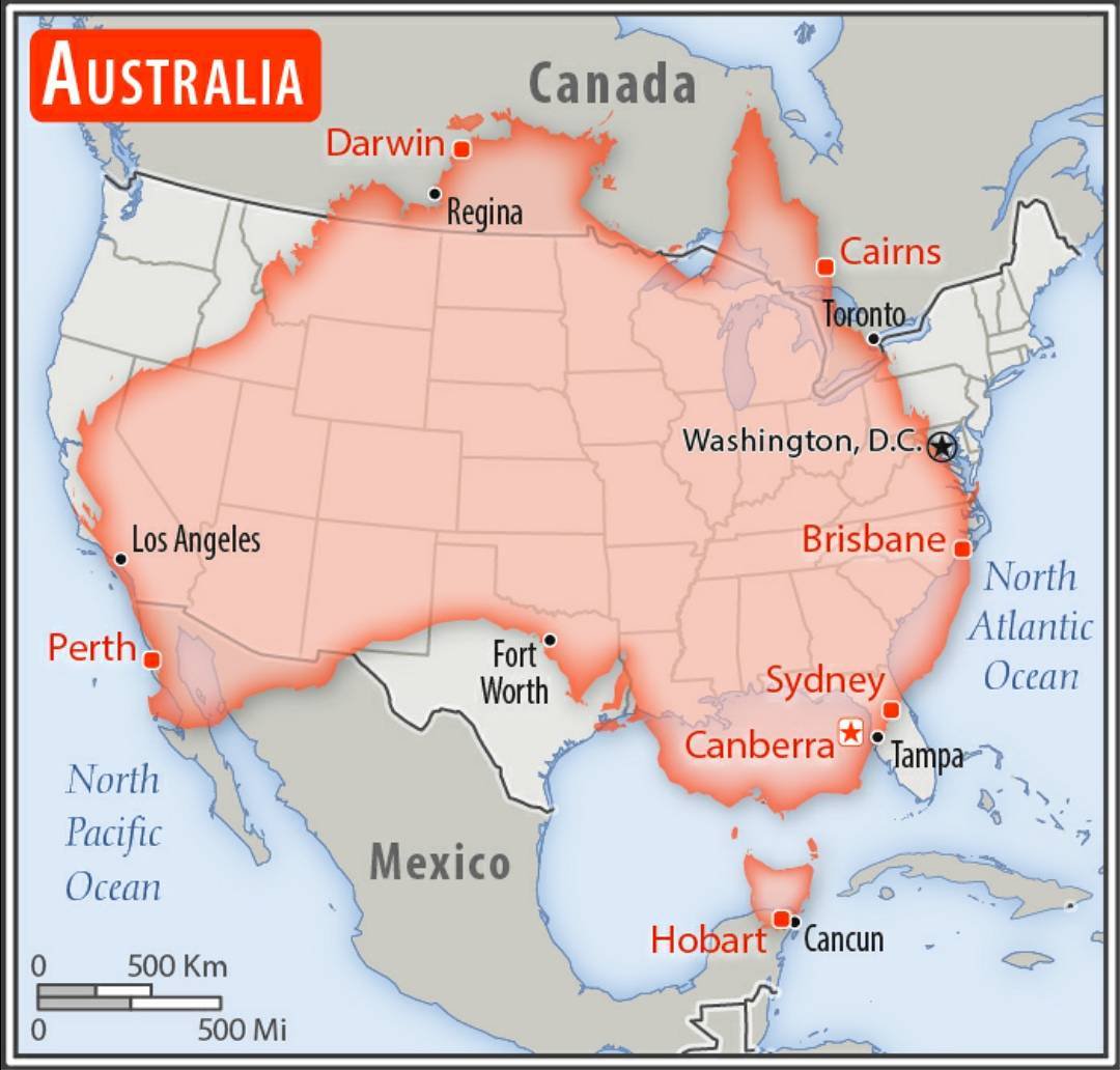 Rozmiar Australii na tle USA