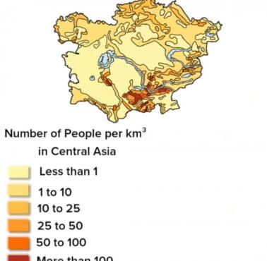 Gęstość zaludnienia w Azji Środkowej