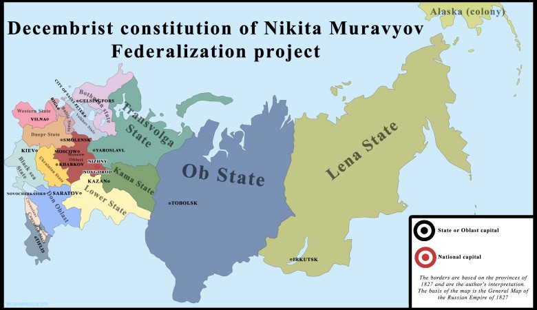 Proponowany projekt federalizacji imperialnej Rosji autorstwa Nikity Murawjowa, 1822-1825