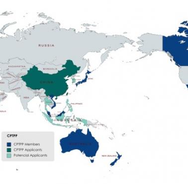 Mapa członków i kandydatów do "The Comprehensive and Progressive Agreement for Trans-Pacific Partnership" (CPTPP)
