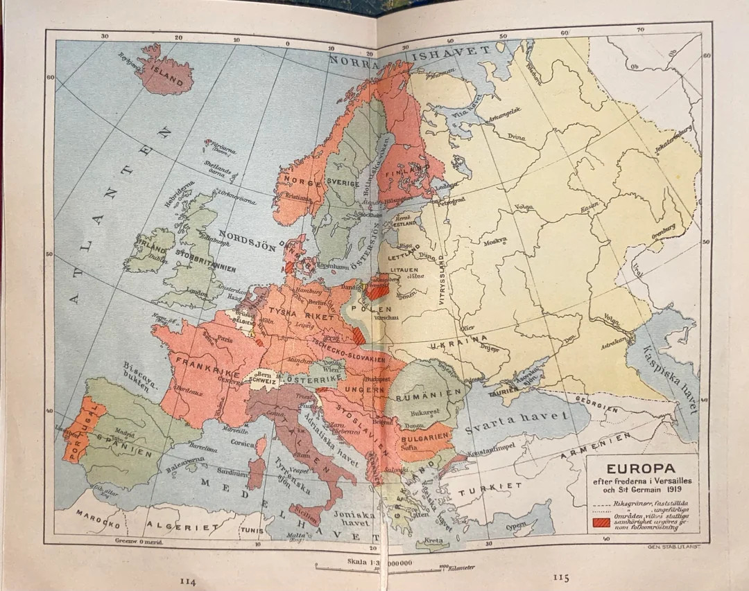 Szwedzka mapa Europy z 1920 roku