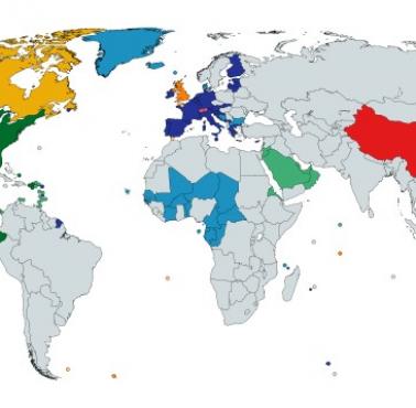 Mapa najczęściej używanych walut , 2024