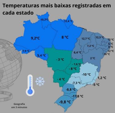 Najzimniejsza temperatura kiedykolwiek odnotowana w każdym brazylijskim stanie, 2024