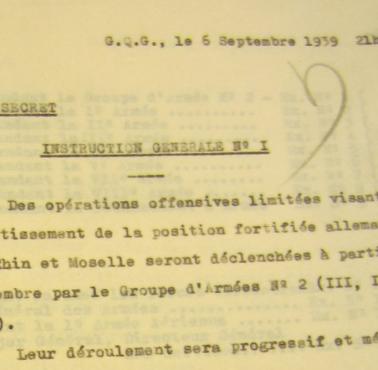 Kampania wrześniowa rozkazy francuskie z 6-8.09.1939, początek ofensywy ...