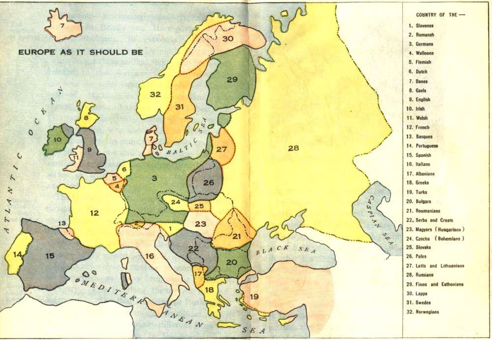 Jak powinna wyglądać Europa wg.amerykańskiego uczonego Louis T. Benezeta, 1918
