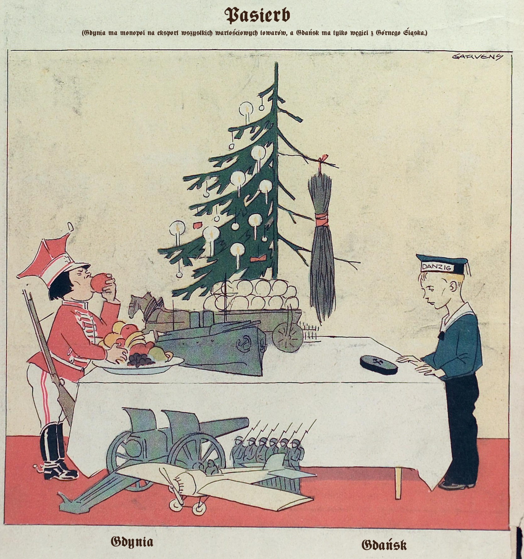 Niemieckie czasopismo „Kladderadatsch”, 5 I 1930 r. Karykatura krytykująca polski „monopol” w Gdyni