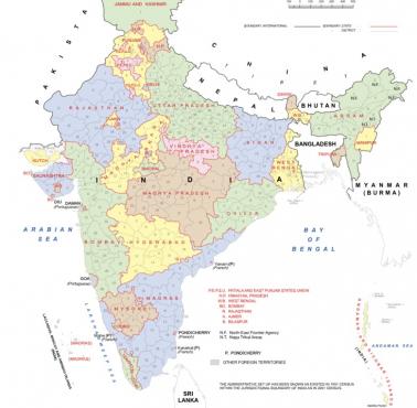 Mapa Indii, stan z 1951 roku