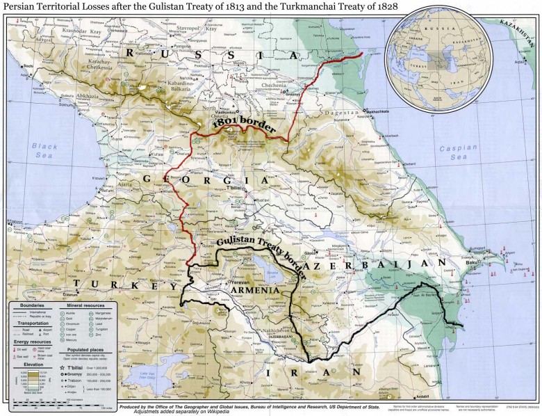 Straty terytorialne Iranu na rzecz Imperium Rosyjskiego po traktacie w Gulistanie w 1813 roku