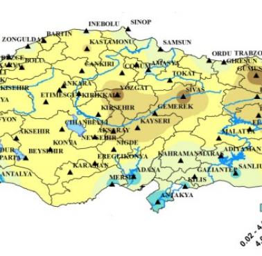 Średnia liczba dni z pokrywą śnieżną w roku w Turcji w latach 1970-2023