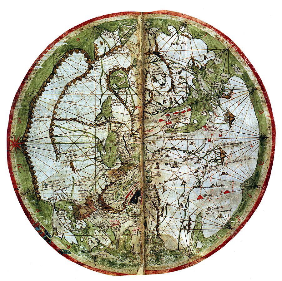 Mapa świata autorstwa genueńskiego kartografa i geografa Pietro Vesconte z 1321 roku