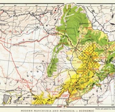 Mapa gospodarcza Mandżurii w 1930 r.