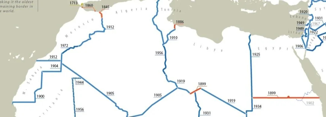 Rok ustanowienia granic w Afryce Północnej i na Bliskim Wschodzie