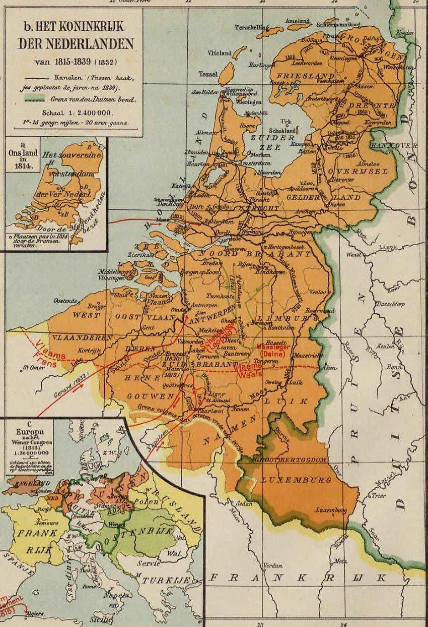 Mapa Holandii w latach 1815-1839