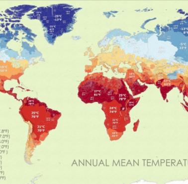 Dorzecza według średniej rocznej temperatury