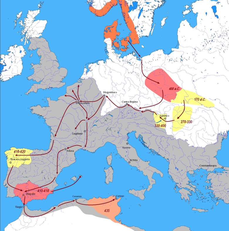 Kierunki migracji Wandalów