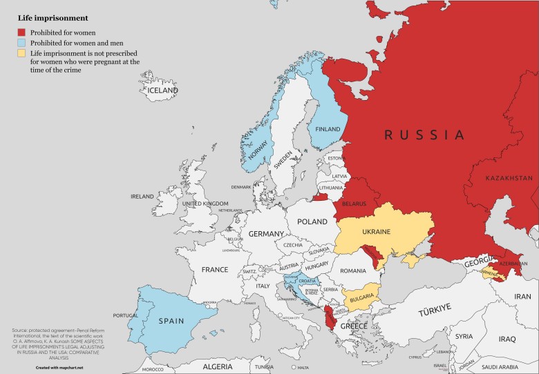 Występowanie (legalność) kary dożywotniego więzienia (pozbawienia wolności) w Europie