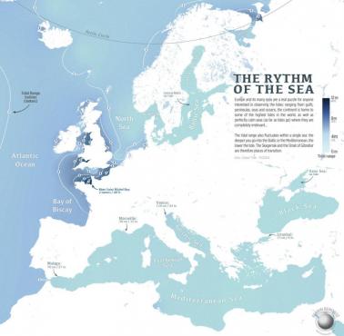 Mapa pływów morskich w Europie