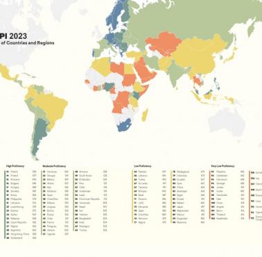 Znajomość angielskiego na świecie, World English Proficiency Index 2023