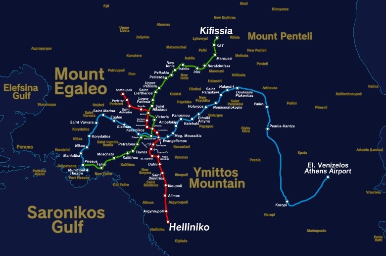 Mapa metra w Atenach